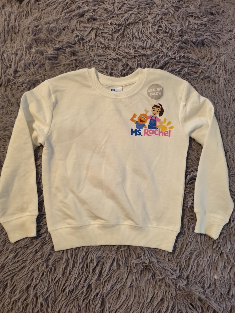 Ms. Rachel Unisex Kids Pullover Sweatshirt White Graphic Print Long Sleeve 4T